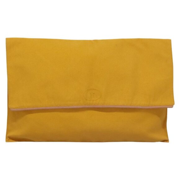 HERMES Clutch Bag Canvas Yellow Auth ti2709 - Picture 12 of 14